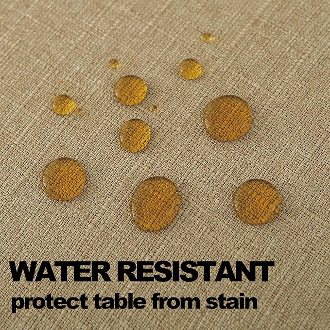 NLMUVW Tan Linen Tablecloth Rectangle, Farmhouse Table Cloth Textured Water Resistant Decorative Table Cover for Dining Kitchen, 54 x 108 Inch