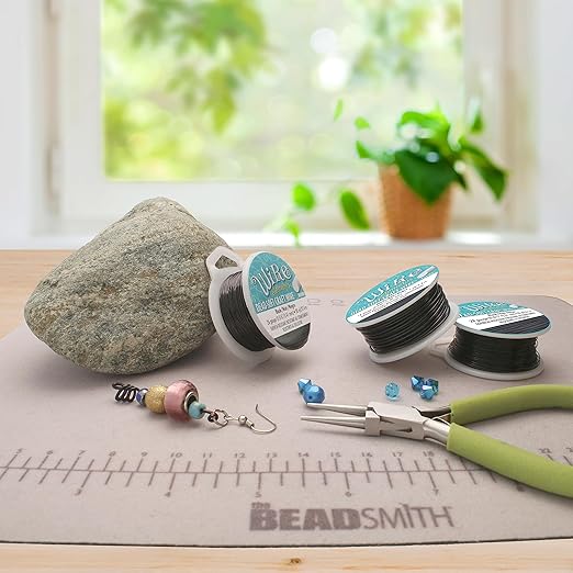 The Beadsmith Wire Elements Craft Wire – Tarnish Resistant, Soft Temper, Round, Black Color – 0.41mm, 26 Gauge, 30 Yard Spool – Jewelry Making, Wire Wrapping, Floral, & Other DIY Crafts