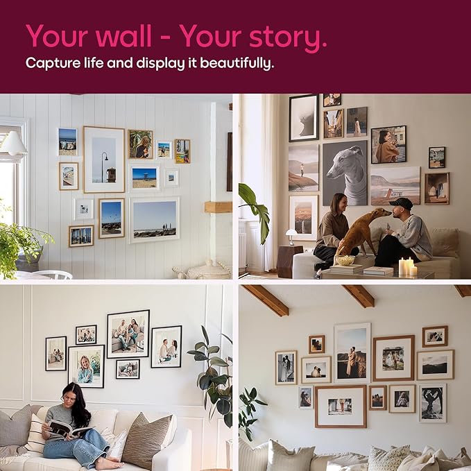 Mixtiles Official - Custom Photo Tiles - Personalized Printed Photos - Magnetic Wall Frames - Adhesive Sticker, No Nails - Various Sizes and Frames - 8x8-9Tile - Black Frame