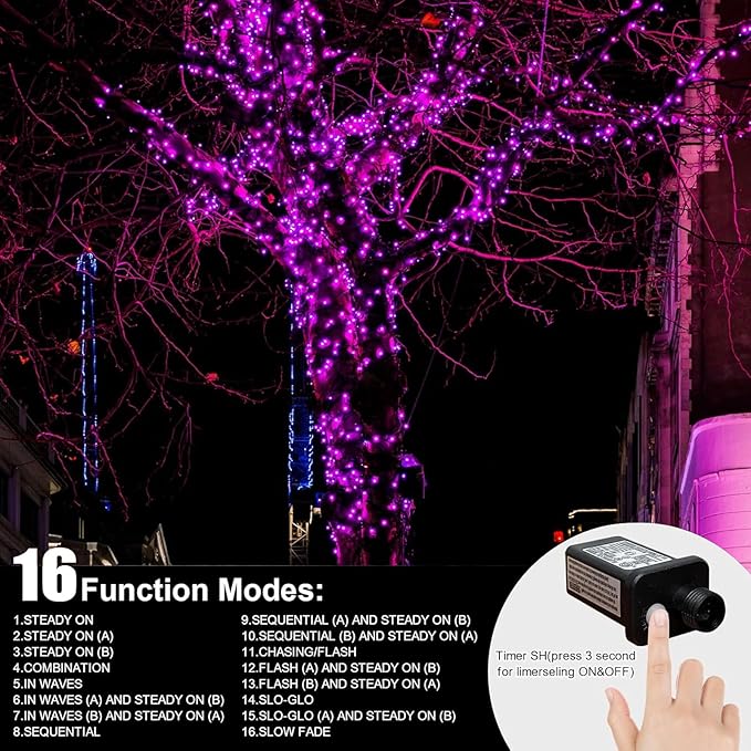 LAMPHOME 33ft Valentine's Day String Lights, Christmas Decorative Mini Lights, 100 LED Pink Fairy Starry String Lights Plug in, 11 Lighting Modes for Valentines Day Tree Decorations (Pink)