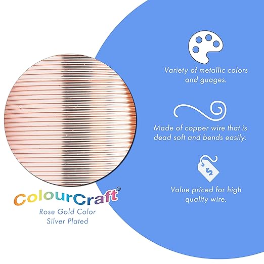 Beadalon ColourCraft Wire, 18 Gauge, Rose Gold Color Silver Plated, 10 yd Spool