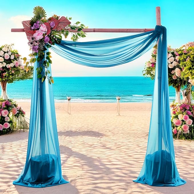 MDS Halloween Chiffon Draping Fabric - 1 Panel, 30" Wide x 20ft Long - Sheer Spooky Arbor & Canopy Drapery for Haunted House Backdrops, Party Ceilings, DIY Costumes & Themed Events - Dark Teal