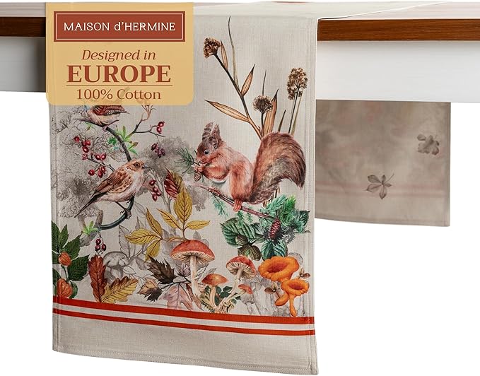 Maison d' Hermine Table Runner 100% Cotton Double Layer Table Runners 72 inches Long for Thanksgiving Christmas Decorations Home Kitchen Dining Party Wedding (Recolte, 14.5" x 72")