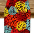 Red Yellow Dahlia Table Runner, Seasonal Autumn Thanksgiving Pattern Print for Home Kitchen Table Decor Dining Coffee Room Party Decor 13x90 Inch