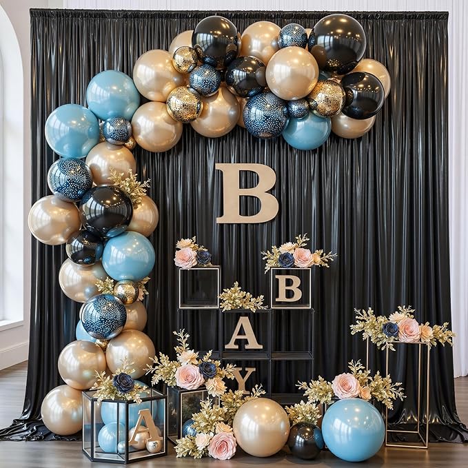 30x10 ft Wrinkle Free Black Sequin Backdrop Curtain for Parties,Thick Not Fall Glitter Wedding Drapes Backdrop,6 Panels 5x10ft Shimmer Photo Wall Back Drop Cloth for Birthday Photography Background