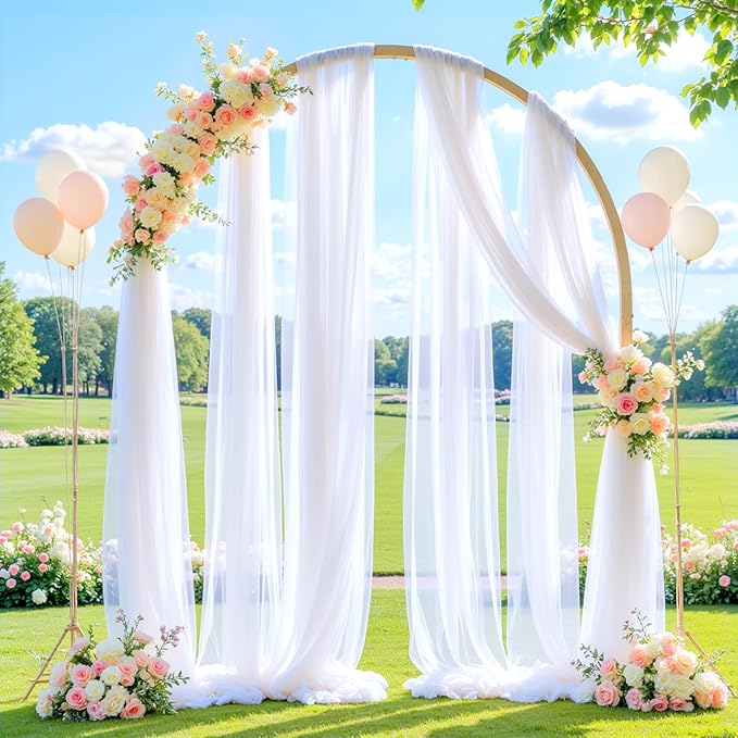 Wedding Arch Draping Fabric Backdrop 1 Panel 60" x 26Ft White Arch Drapes Curtains for Wedding Reception Sheer Tulle Backdrop Curtain for Ceremony Birthday Party Arbor Ceiling Decorations