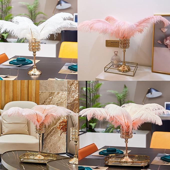 HAPPY FEATHER 16-18 inch Gray Ostrich Feathers Craft for Wedding Party Centerpieces Home Decoration DIY Craft Pack of 10