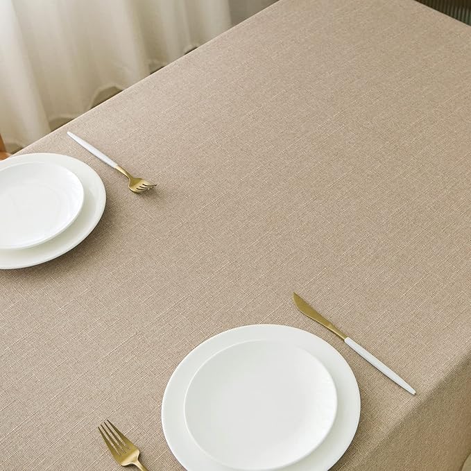 NLMUVW Linen Tablecloth Rectangle 108 Inch Burlap Textured Table Cloth Water Resistant Farmhouse Rustic Table Cover for Kitchen Dining Coffee, 54 x 108 Inch