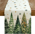 GEEORY Christmas Table Runner 13x90 Inch, Xmas Tees Snowflakes Holiday Decorative Farmhouse Table Decoration for Kitchen Dinning, Indoor Outdoor Dinner Party Decor (Light Green) GT166-90