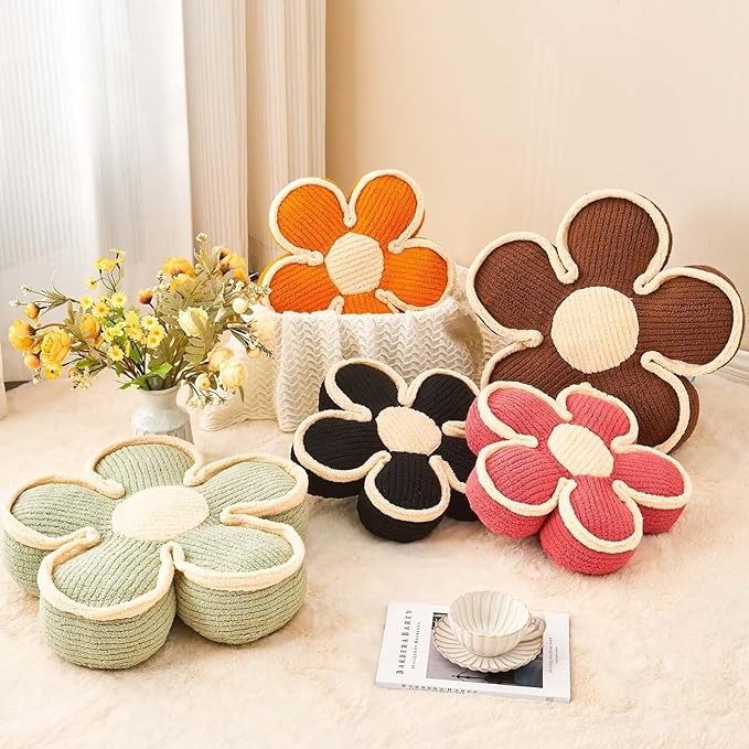 Flower Pillow, Soft Flower Shaped Floor Cushion, Flower Decorative Throw Pillow, Cute Flower Seating Cushion, Flower Room Décor Plush Pillows for Sofa Couch Bed (17.7 Inch, Peach Pink)