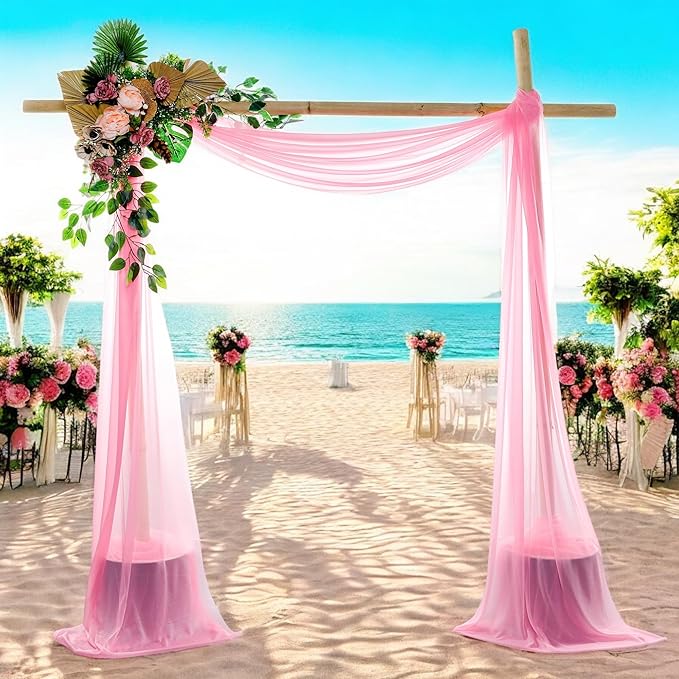 MDS Halloween Chiffon Draping Fabric - 2 Panel, 30" Wide x 40ft Long - Sheer Spooky Arbor & Canopy Drapery for Haunted House Backdrops, Party Ceilings, DIY Costumes & Themed Events - Coral