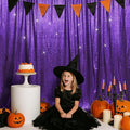 SquarePie Sequin Backdrop Less Transparent Background Sparkly Curtain for Wedding Halloween Party 8FT x 8FT Purple