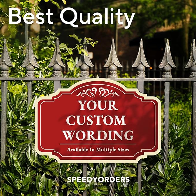 Custom Decorative Outdoor Metal Sign - Personalized Aluminum Driveway Sign, Waterproof, Made in USA - Design 2 Red Brick 14x10 In