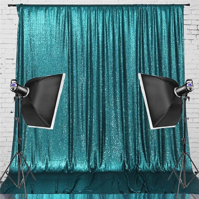 Eternal Beauty Teal Sequin Backdrop, 6x6 Ft Glitter Background Curtains for Shimmer Photography Party Wedding Birthday Back Drop Decor