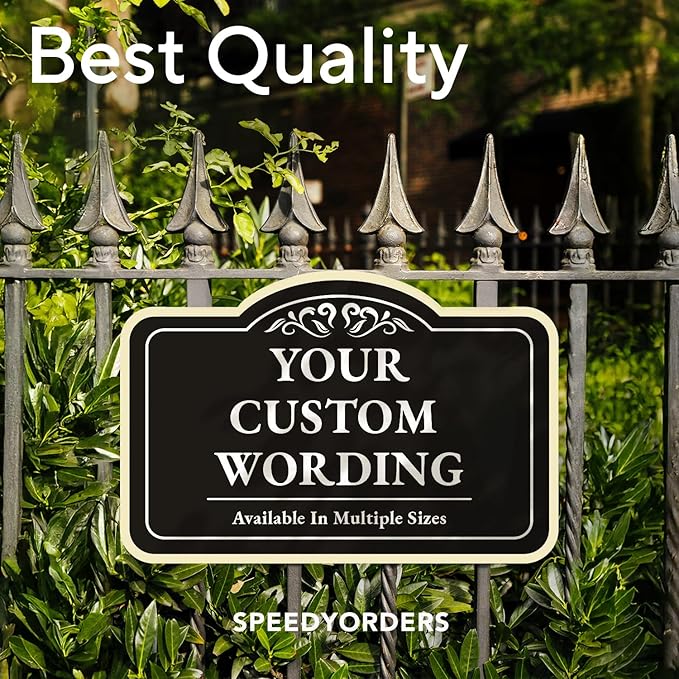 CustomDecor Outdoor Metal Signs - Personalized Aluminum, Driveway Signs, Waterproof - USA Made, Design 1 Black Charcoal 12x8 In