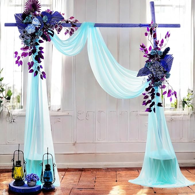 MDS Halloween Chiffon Draping Fabric - 2 Panel, 30" Wide x 20ft Long - Sheer Spooky Arbor & Canopy Drapery for Haunted House Backdrops, Party Ceilings, DIY Costumes & Themed Events - Teal
