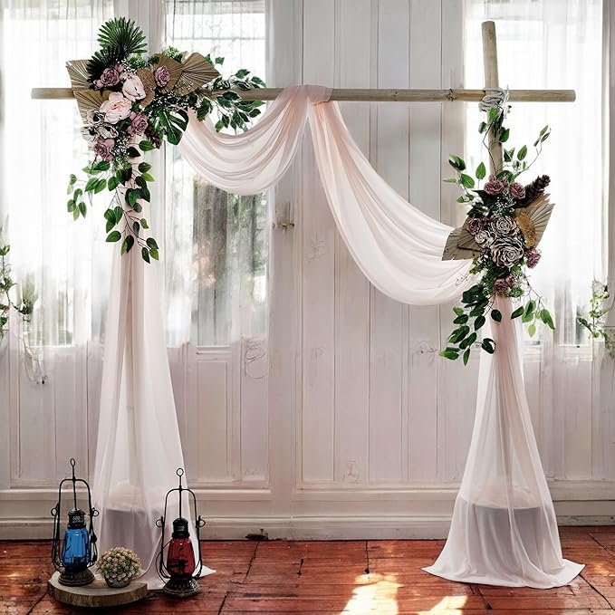 MDS Halloween Chiffon Draping Fabric - 1 Panel, 30" Wide x 100ft Long - Sheer Spooky Arbor & Canopy Drapery for Haunted House Backdrops, Party Ceilings, DIY Costumes & Themed Events - Nude