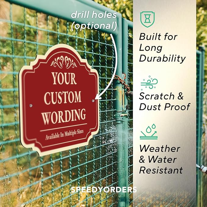 Custom Decorative Outdoor Metal Sign - Personalized Aluminum Driveway Sign, Waterproof, Made in USA - Design 2 Red Brick 36x24 In