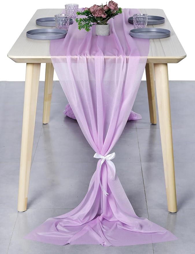 MDS Halloween Chiffon Table Runner - 12 Pack, 29 x 170 Inches, 14ft Each - Sheer Spooky Table Runners for Haunted House Parties, Trick-or-Treat Tables, Witchy Décor, Wedding & Events - Orchid