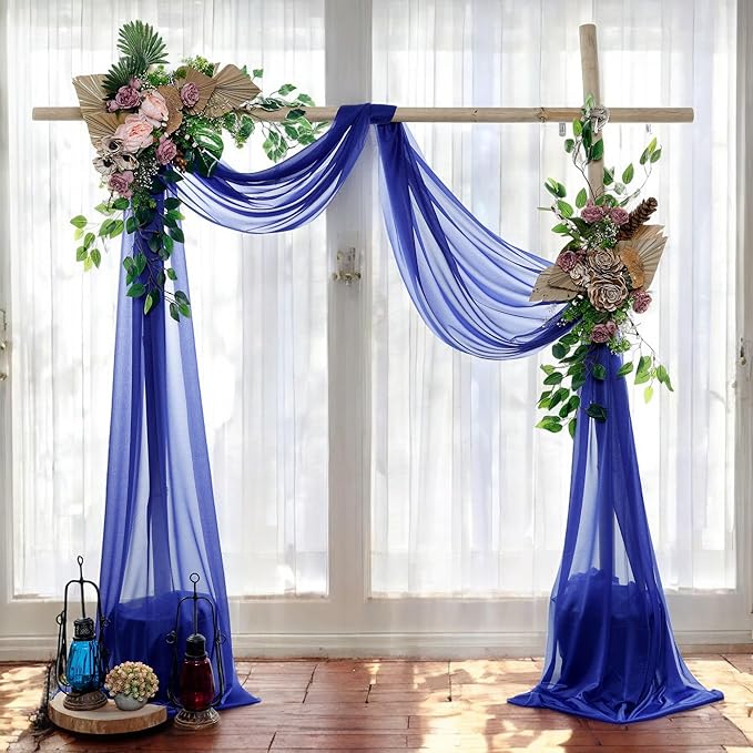 MDS Halloween Chiffon Draping Fabric - 1 Panel, 30" Wide x 40ft Long - Sheer Spooky Arbor & Canopy Drapery for Haunted House Backdrops, Party Ceilings, DIY Costumes & Themed Events - Royal Blue