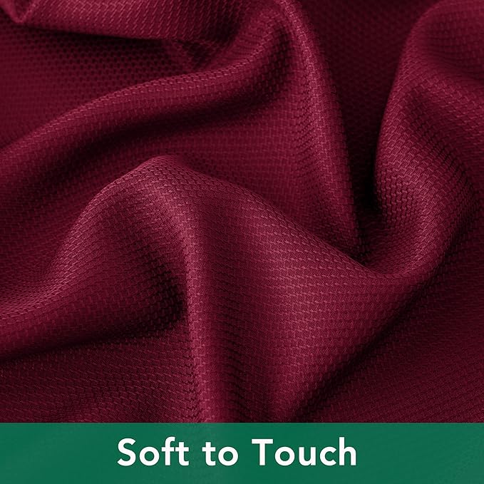 Biscaynebay Textured Fabric Christmas Square Table Cloth 90x90 Inch, Burgundy Water Resistant Tablecloths for Dining, Kitchen, Wedding, Parties etc. Machine Washable