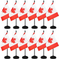 12 Pack Canada Desk Flags Set, Canadian Small Mini Table Office Flags With 12" Solid Black Pole, Black Base and Spear Top, Miniature Desktop Flag, Home Decoration, Office Decoration, Festival
