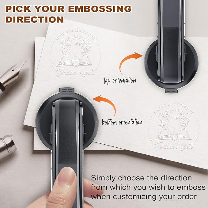 Personalized Book Embosser - Custom Library Stamp, Personal Gifts for Book Lovers, Readers, Teachers (Cat-27)