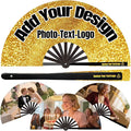 Custom Fans with Your Photo/Text - Personalized Folding Hand Fan for Line Dancing, Weddings, Parties | Decorative Gift for Women, Church Events & Dance Performances (50, 10 Inch)