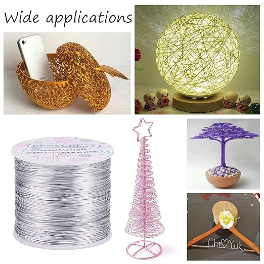 BENECREAT 20 Gauge 770FT Aluminum Wire Anodized Jewelry Craft Making Beading Floral Colored Aluminum Craft Wire for Gem Wrapping, Model Jewelry Making- Gold