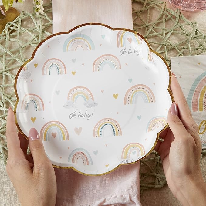 Kate Aspen Boho Rainbow Baby Shower Decorations, One Size, 62 Pc Party Tableware Kit