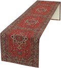 Vintage Boho Floral Table Runner, Rustic Country Farmhouse Red Black Retro Flower Pattern for Home Kitchen Table Decor Dining Coffee Room Party Decor 13x108in