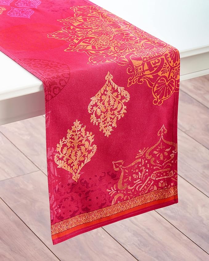 Maison d' Hermine Table Runner 100% Cotton Double Layer Table Runners 72 inches Long for Thanksgiving Christmas Decorations Home Kitchen Dining Party Wedding (Versailles, 14.5" x 72")