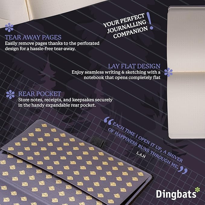 Dingbats* Wildlife Plain Writing Journal Notebook A5 - Vegan Leather Hardcover - Ideal for Work, Travel - Pocket, Elastic Closure, & Bookmark