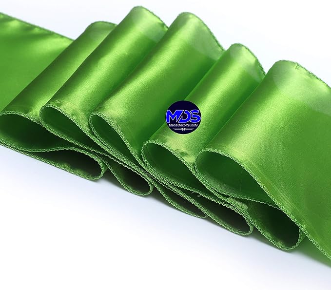 MDS Pack of 100 PCS Satin Chair Sashes Charmeuse Sateen Dining Chair Bows Ribbon Ties Back Sash for Wedding Party Birthday Home Hotel Restaurant Banquet Decoration (7 x 108 Inch, Parrot Green)