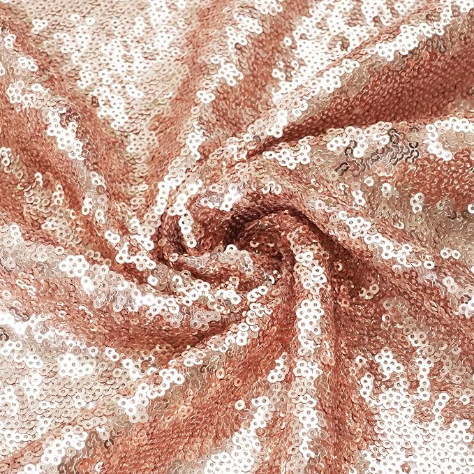 Eternal Beauty Rose Gold Sequin Backdrop, 8x10 Ft Glitter Background Curtains for Shimmer Photography Party Wedding Birthday Back Drop Decor