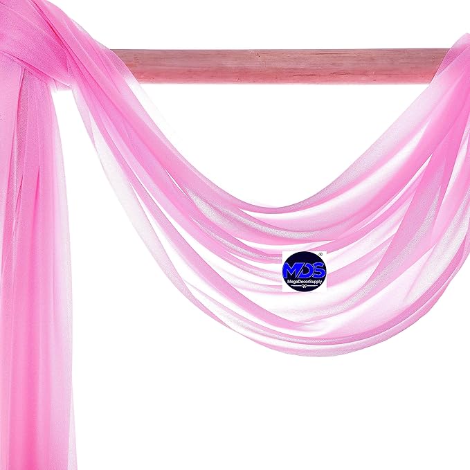 MDS Halloween Chiffon Draping Fabric - 2 Panel, 30" Wide x 40ft Long - Sheer Spooky Arbor & Canopy Drapery for Haunted House Backdrops, Party Ceilings, DIY Costumes & Themed Events - Bubblegum Pink