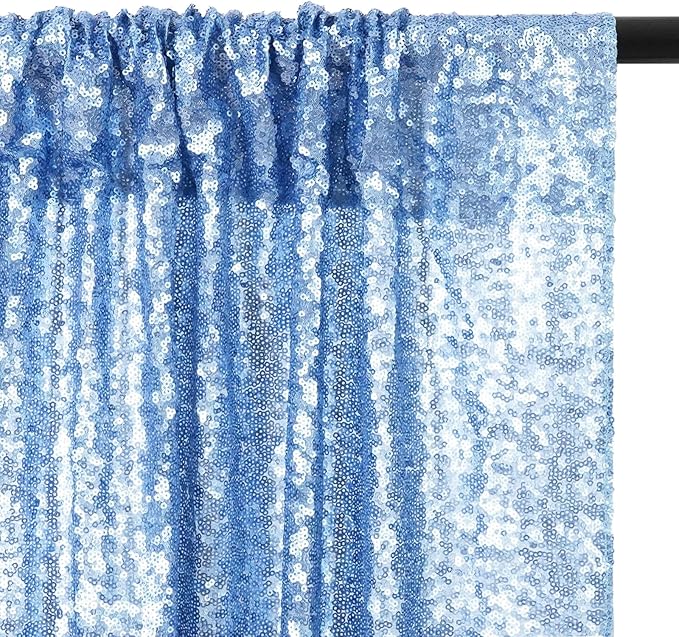 Eternal Beauty Baby Blue Sequin Backdrop, 8x10 Ft Glitter Background Curtains for Shimmer Photography Party Wedding Birthday Back Drop Decor