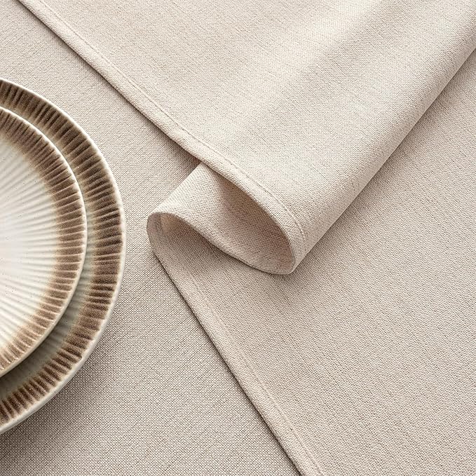 MIULEE Ivory Linen Tablecloth 60x120 Inch Rectangle Table Cloth Waterproof,Stain Resistant & Wrinkle Resistant for Dining Party Wedding