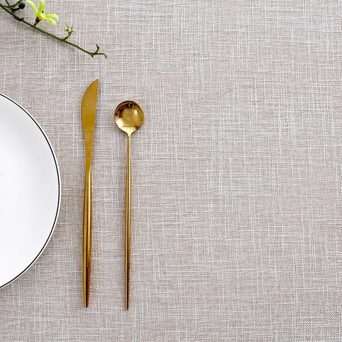 maxmill Flaxy Faux Linen Table Cloth with 2-Tone Slubby Texture Wrinkle Free Anti-Shrink Soft Tablecloth Decorative for Kitchen Dining Tabletop Outdoor and Indoor Use Rectangle 60 x 104 Inch Linen
