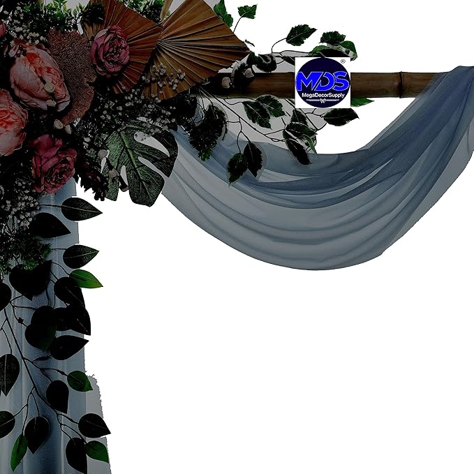 MDS Halloween Chiffon Draping Fabric - 2 Panel, 30" Wide x 100ft Long - Sheer Spooky Arbor & Canopy Drapery for Haunted House Backdrops, Party Ceilings, DIY Costumes & Themed Events - Dusty Blue