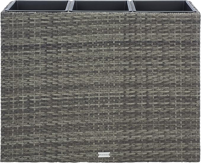 SAFAVIEH Outdoor Collection Rita Grey/Brown Woven Rectangular Flower Rack