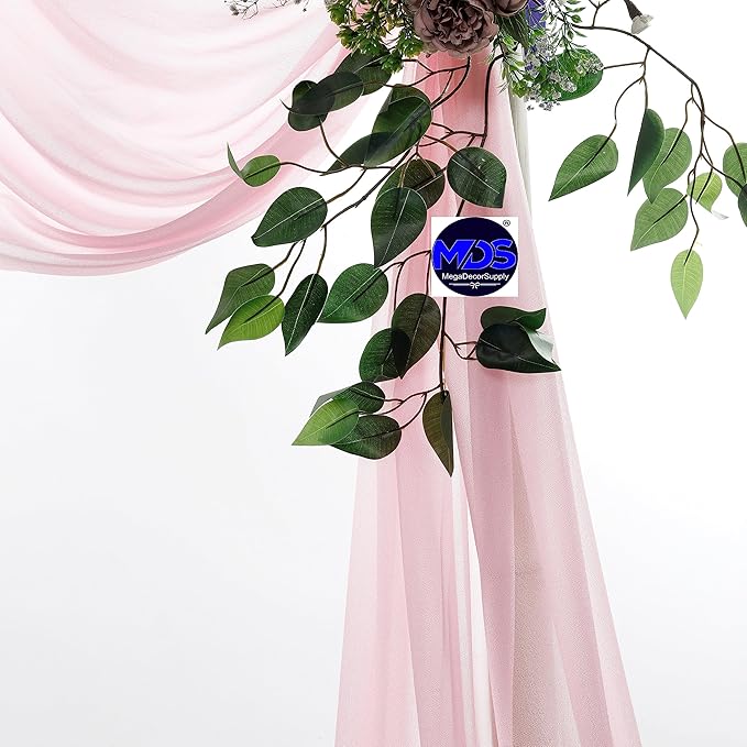 MDS Halloween Chiffon Draping Fabric - 2 Panel, 30" Wide x 100ft Long - Sheer Spooky Arbor & Canopy Drapery for Haunted House Backdrops, Party Ceilings, DIY Costumes & Themed Events - Blush Pink