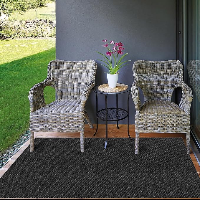 Ottomanson Commercial Scrape Rib Entry Mat – Heavy Duty Ribbed Floor Mat for High Traffic – Non Slip Rubber Back, Waterproof – Indoor Outdoor Use for Offices, Schools, Lobbies, 2'7" x 12', Black