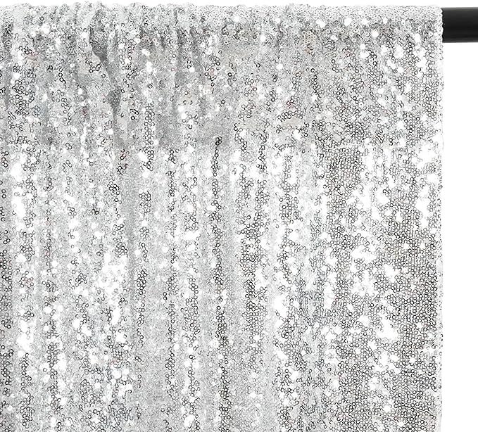 Eternal Beauty Silver Sequin Backdrop, 10x10 Ft Glitter Background Curtains for Shimmer Photography Party Wedding Birthday Back Drop Decor