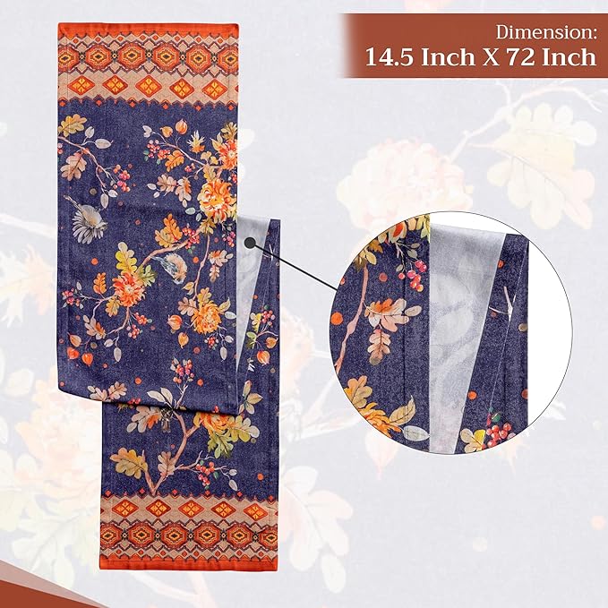 Maison d' Hermine Table Runner 100% Cotton Single Layer Table Runners 72 inches Long for Thanksgiving Christmas Decorations Home Kitchen Dining Party Wedding (Kelim - Infinity, 14.5" x 72")