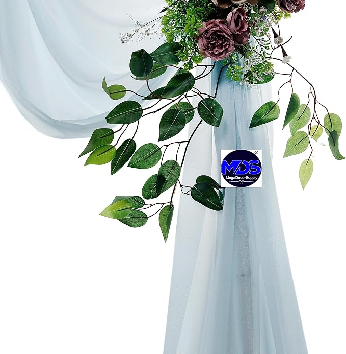 MDS Halloween Chiffon Draping Fabric - 2 Panel, 30" Wide x 50ft Long - Sheer Spooky Arbor & Canopy Drapery for Haunted House Backdrops, Party Ceilings, DIY Costumes & Themed Events - Baby Blue
