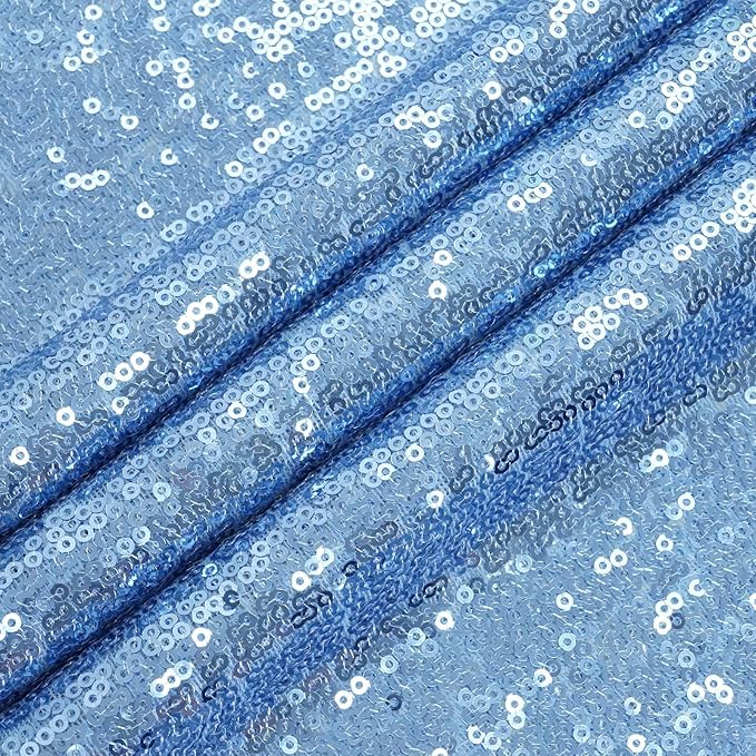 Eternal Beauty Baby Blue Sequin Backdrop, 8x8 Ft Glitter Background Curtains for Shimmer Photography Party Wedding Birthday Back Drop Decor