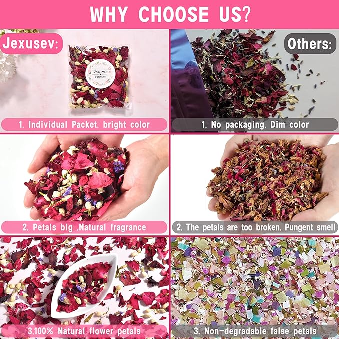 20 Pack Prefilled Confetti Packets,Biodegradable Flower Petals, Real Dried Flower Petals Individual Packing Rose Petals Wedding Send Off Ideas (Pink Flower Petal)