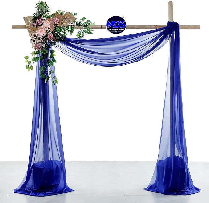 MDS Halloween Chiffon Draping Fabric - 1 Panel, 30" Wide x 100ft Long - Sheer Spooky Arbor & Canopy Drapery for Haunted House Backdrops, Party Ceilings, DIY Costumes & Themed Events - Royal Blue