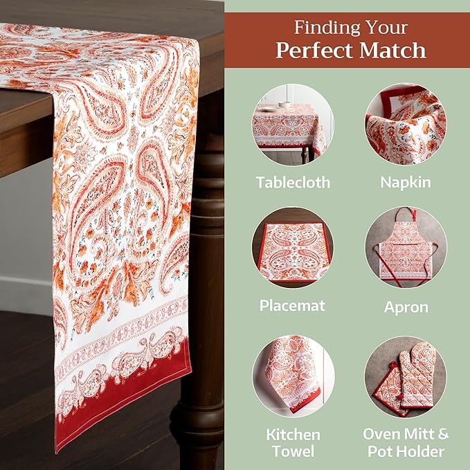 Maison d' Hermine Table Runner 100% Cotton Double Layer Table Runners 72 inches Long for Thanksgiving Christmas Decorations Home Kitchen Dining Party Wedding (Orient, 14.5" x 72")
